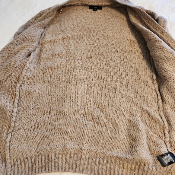 Mossimo Open Front Button Cardigan Sweater Khaki Cream Long Sleeve Sweater - Picture 7 of 13